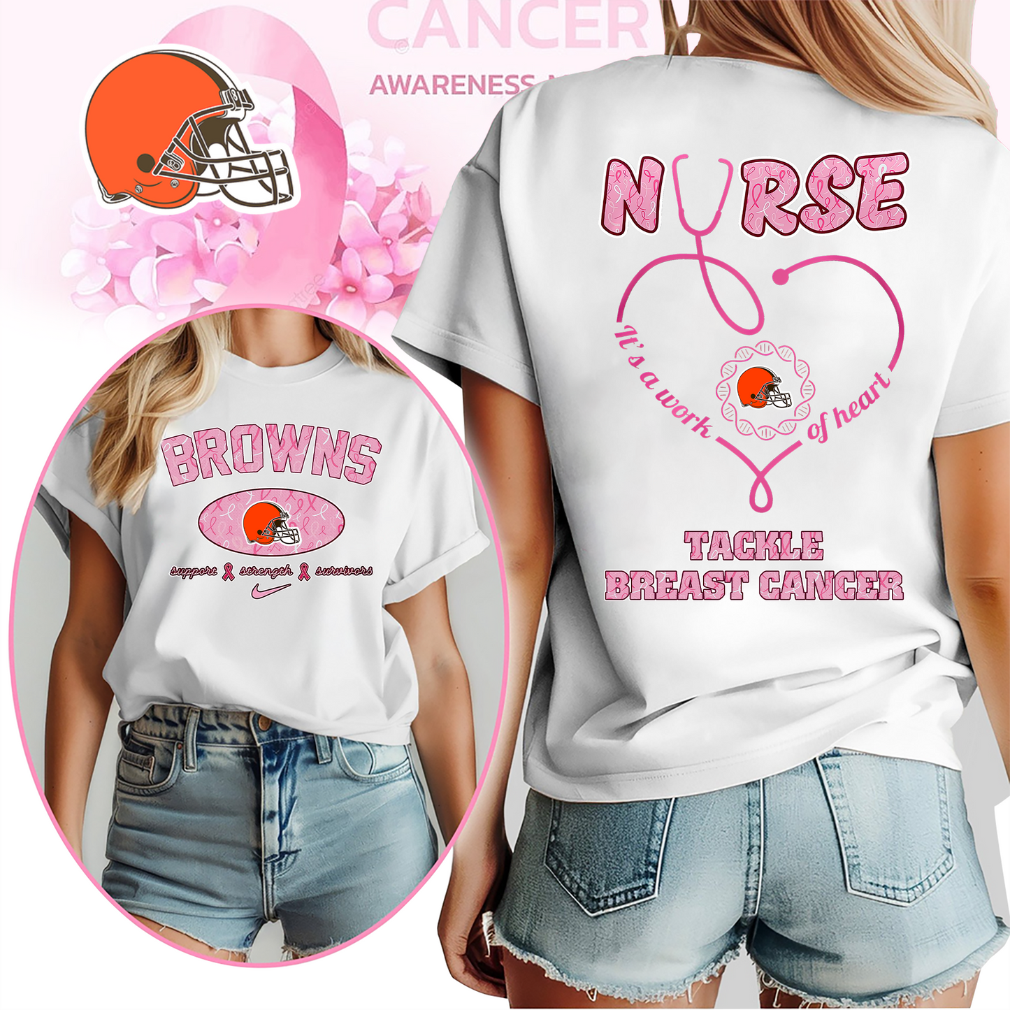 CLE Nurse Tackle Breast Cancer 3D Shirt DDT CTND