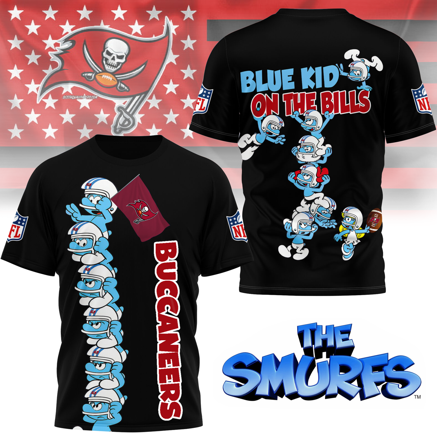 TBB Premium NFL x Smurfs 3D Shirt DDT 220725 CTND