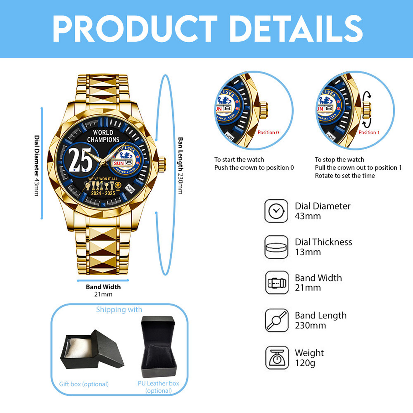 CHE F.C. Champions 2025 Alloy Luxury Quartz Watch V1 DatND DVT