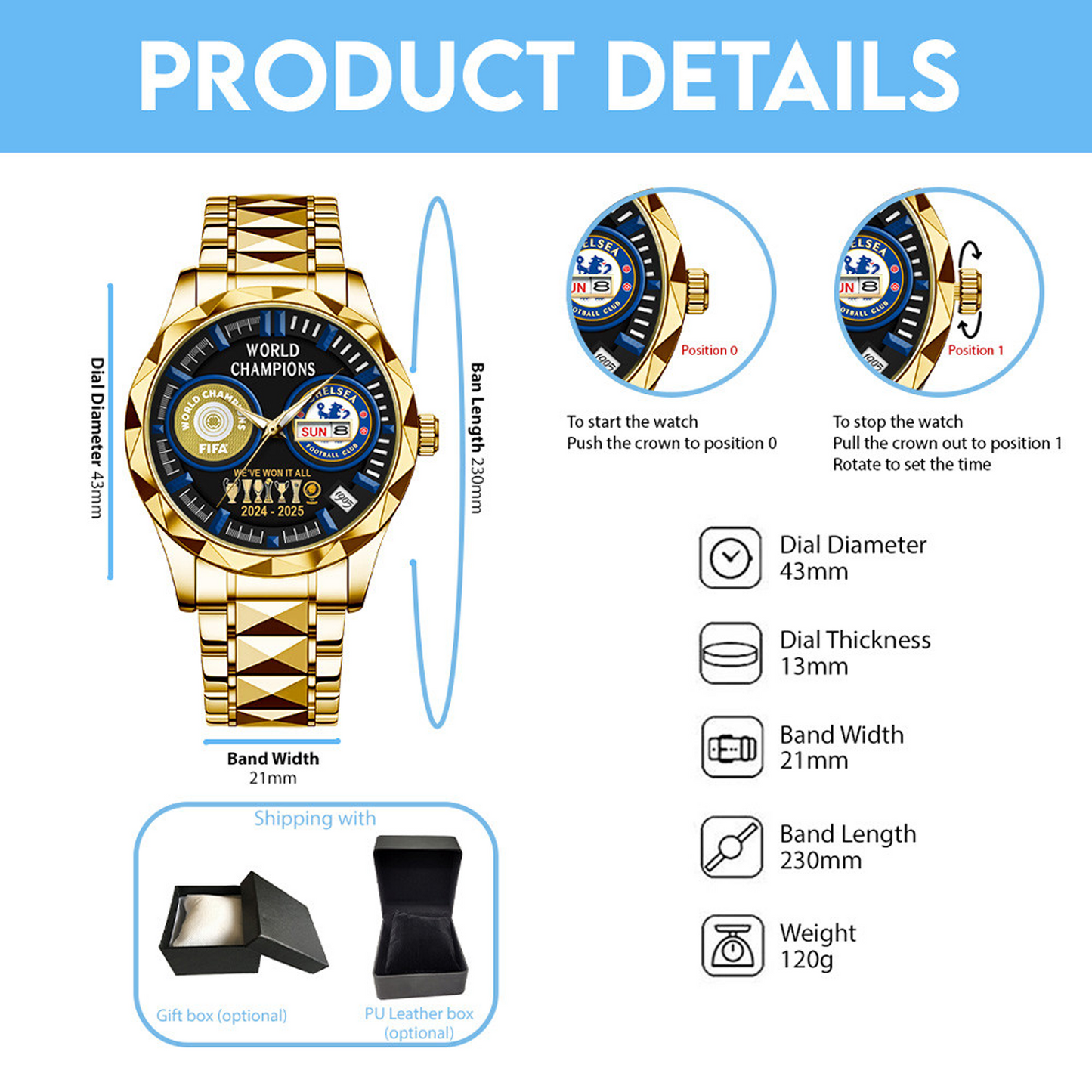 CHE F.C. Champions 2025 Alloy Luxury Quartz Watch V2 DatND DVT