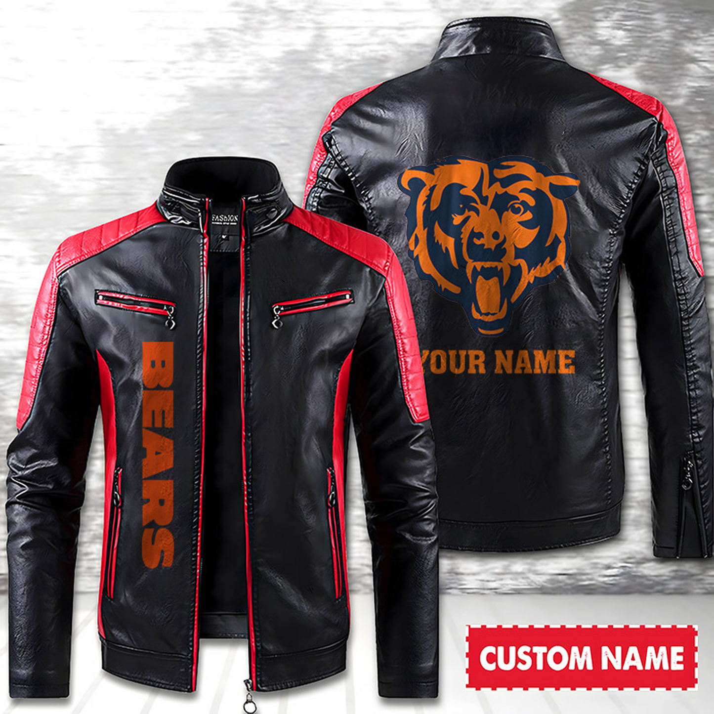CHI American Football Men Leather Jacket Custom Any Name Gifts DatND DVT