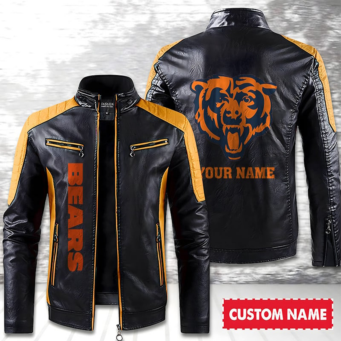 CHI American Football Men Leather Jacket Custom Any Name Gifts DatND DVT