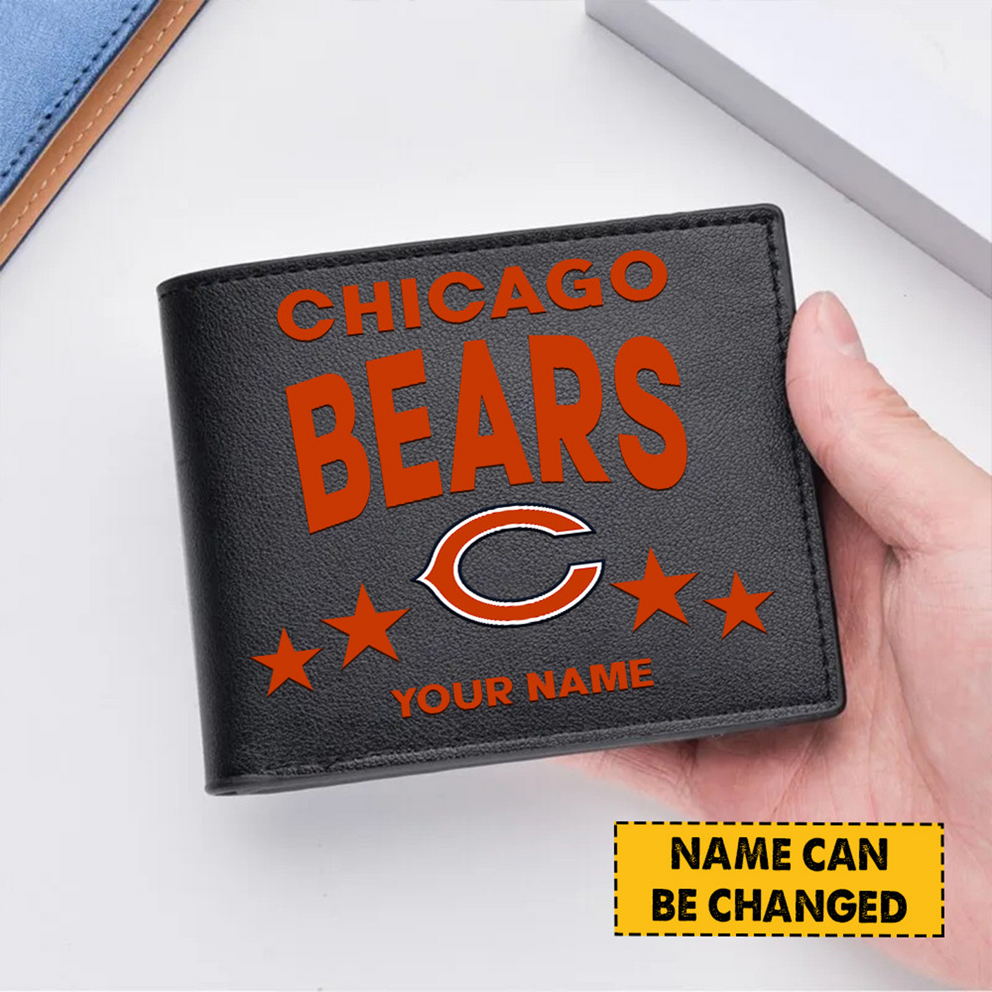 CHI Football Leather Man Black Brown Wallet Personalized Any Name DATND TANTD