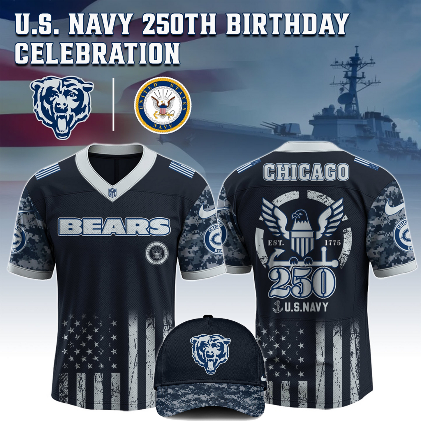 CHI x 250 U.S. Navy 250th Birthday Celebration Jersey DatND DVT