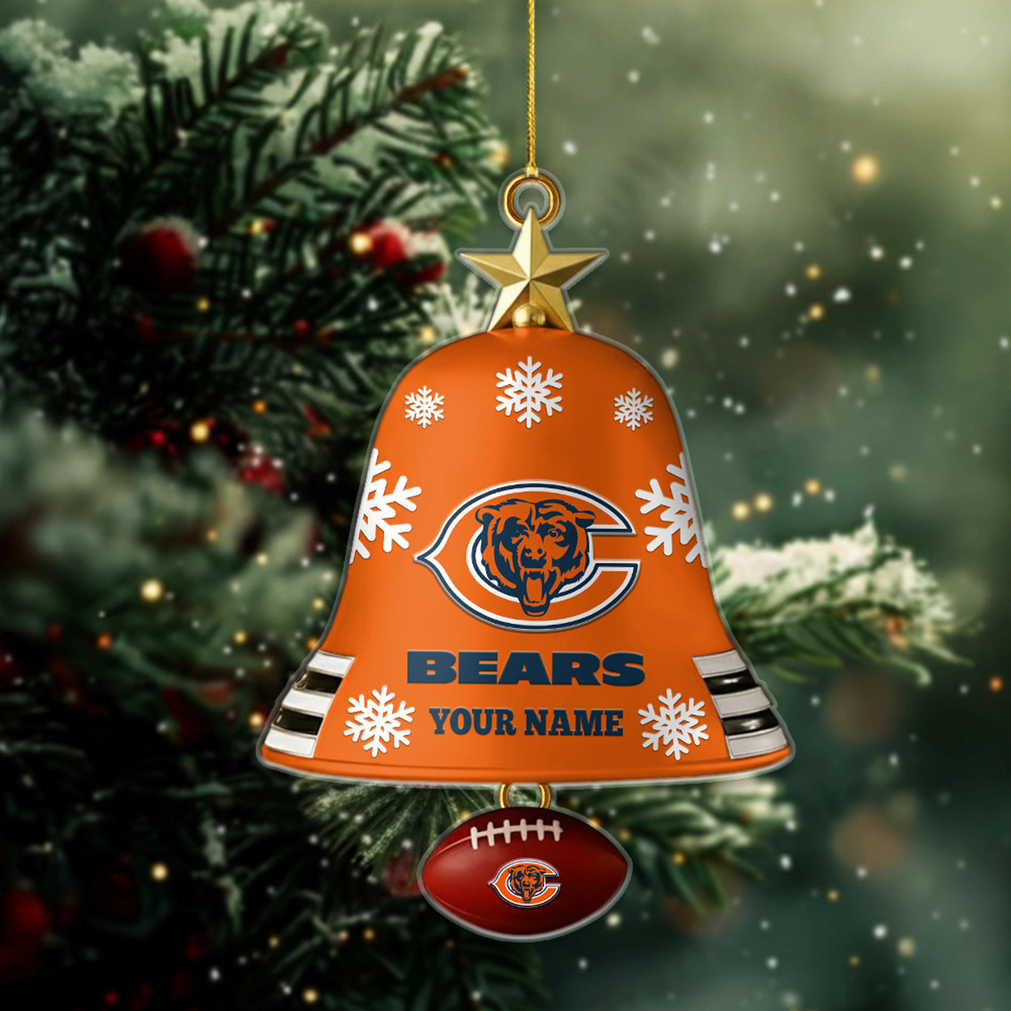 CHI X NFL Christmas Bell Ornament Custom Any Name Gifts NAK THUONGNH