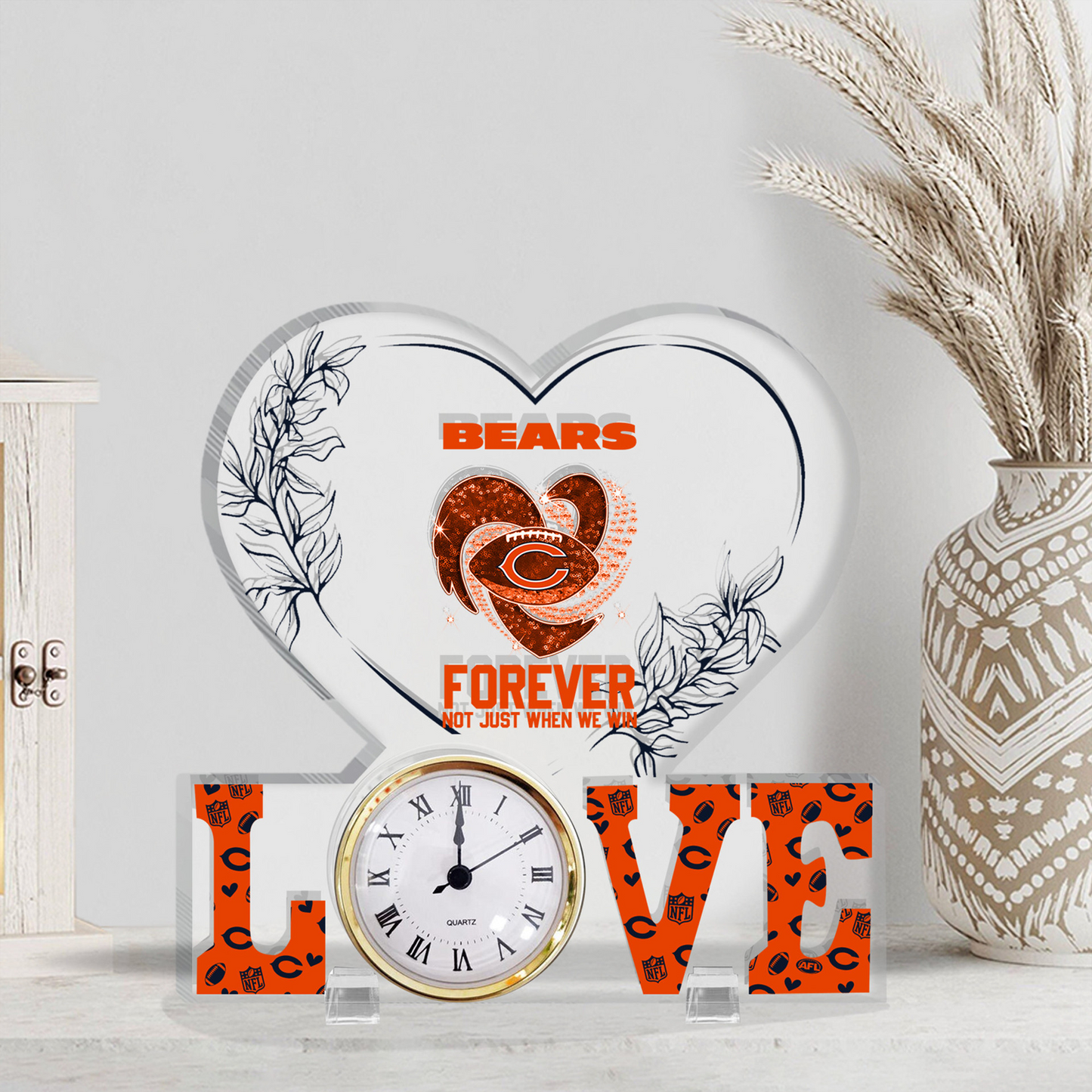 CHI x NFL Forever Not Just When We Win Acrylic Clock DATND TANTD