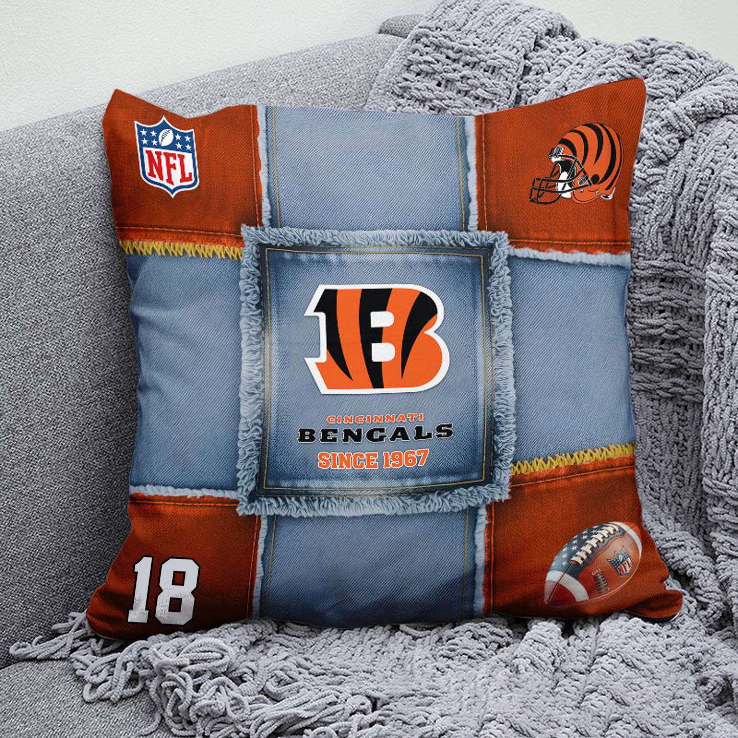 CIN x NFL Football Pillow Special Style DATND TANTD