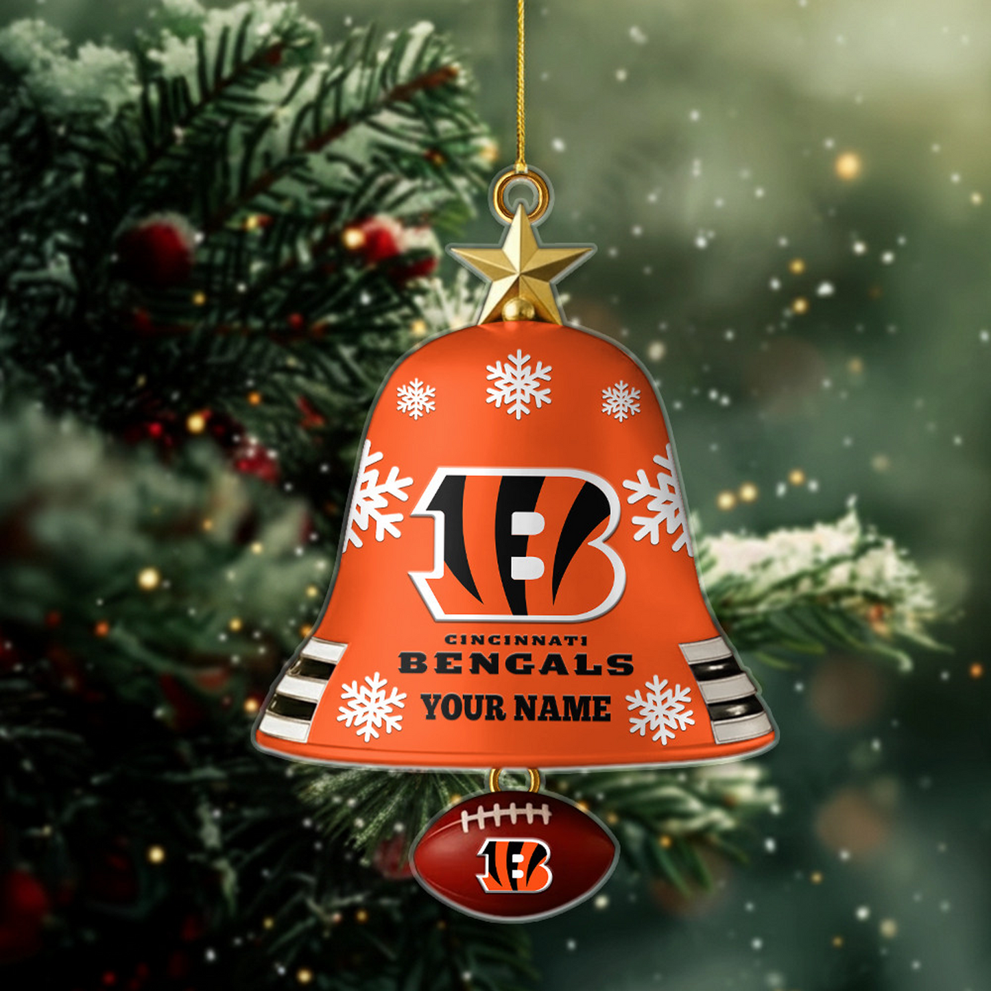 CIN X NFL Christmas Bell Ornament Custom Any Name Gifts NAK THUONGNH