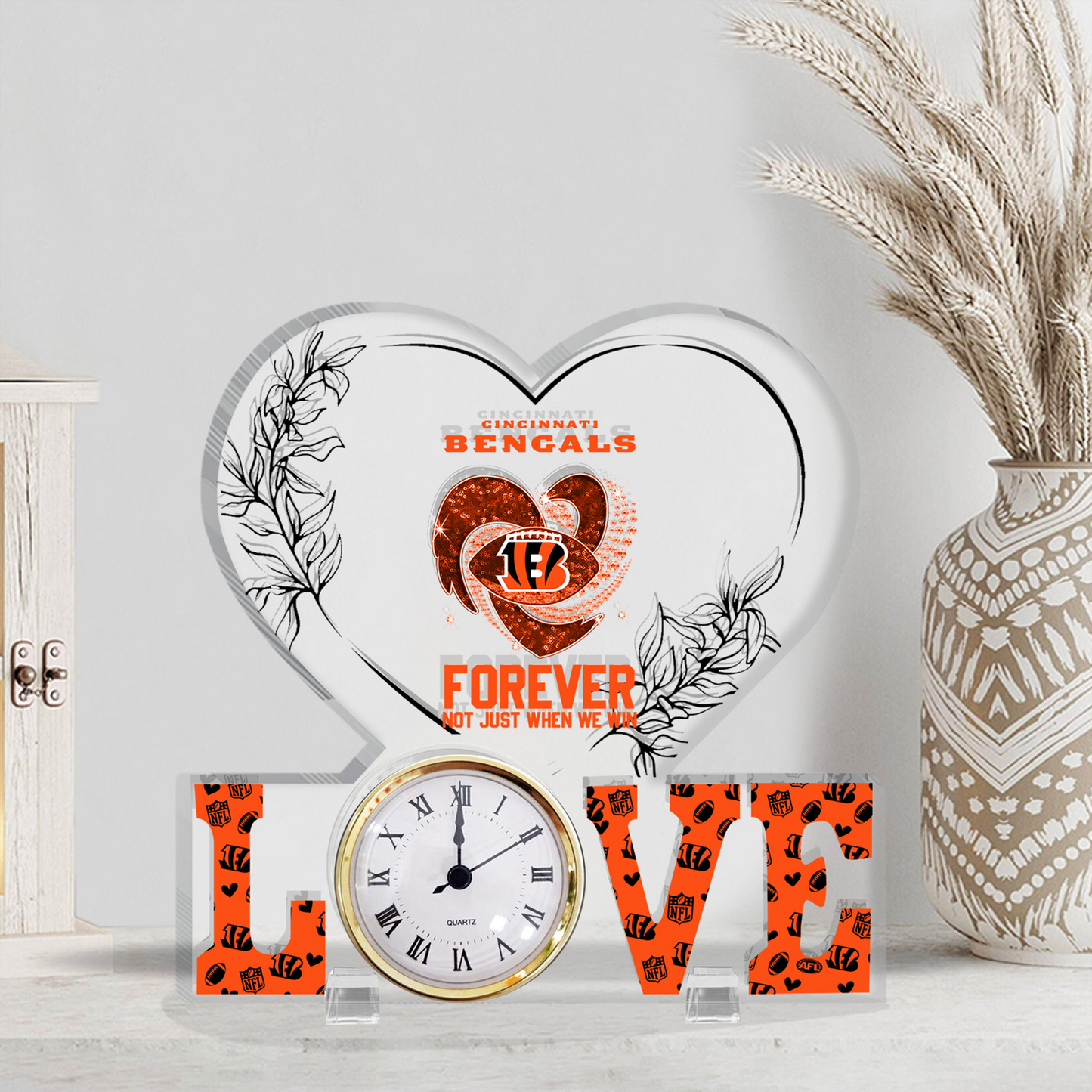 CIN x NFL Forever Not Just When We Win Acrylic Clock DATND TANTD