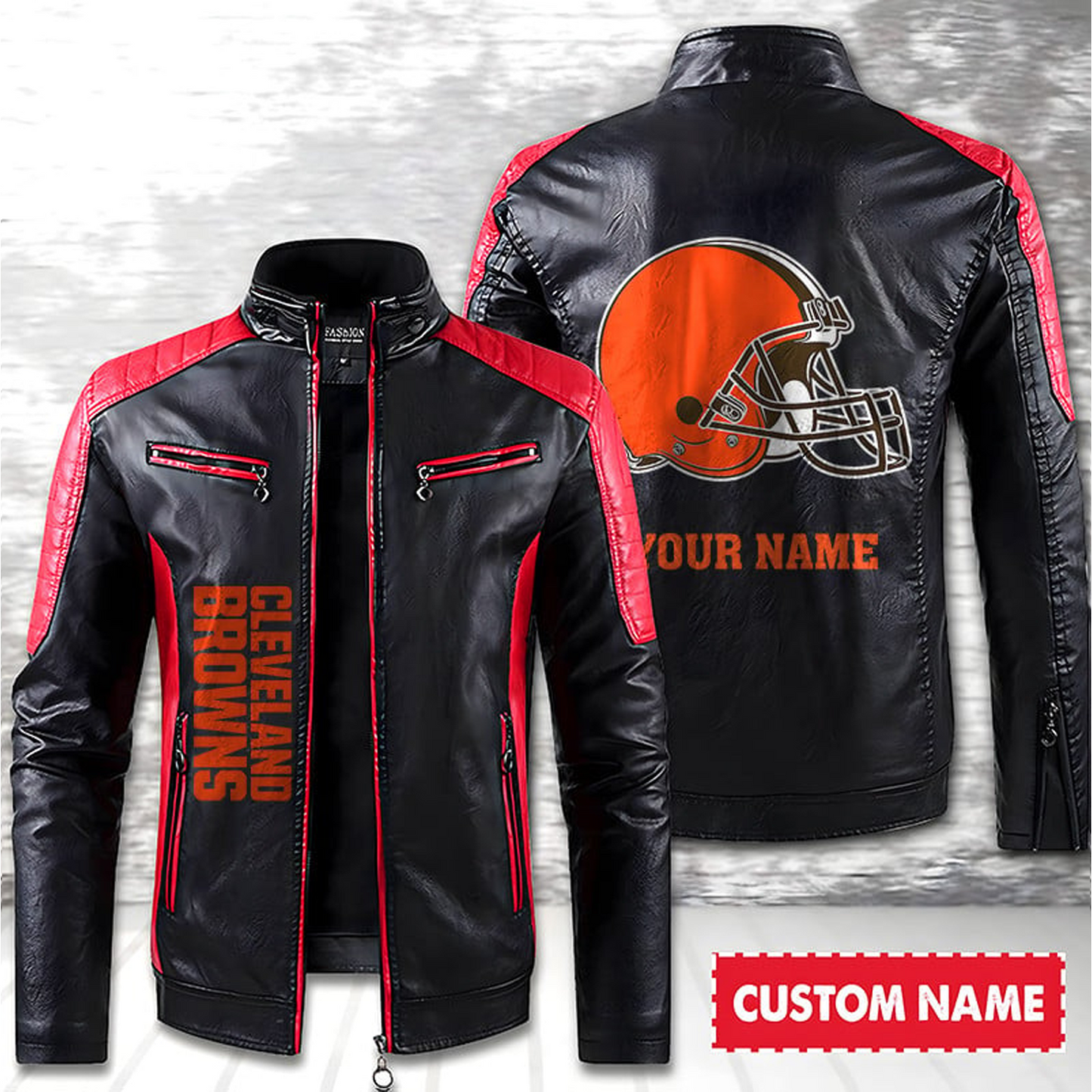 CLE American Football Men Leather Jacket Custom Any Name Gifts DatND DVT