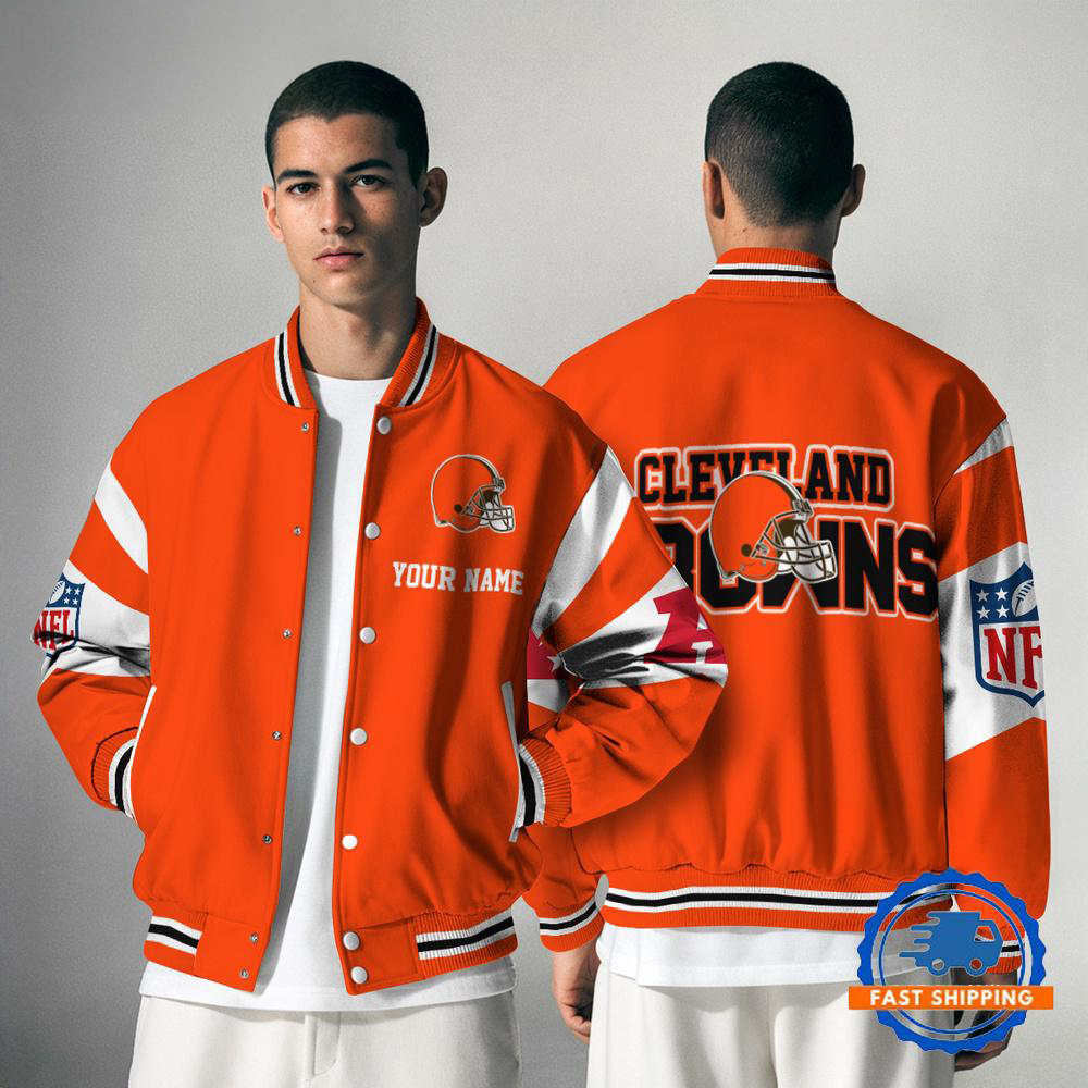 CLE NFL Varsity Jacket Custom Name For Fans DDT NTL