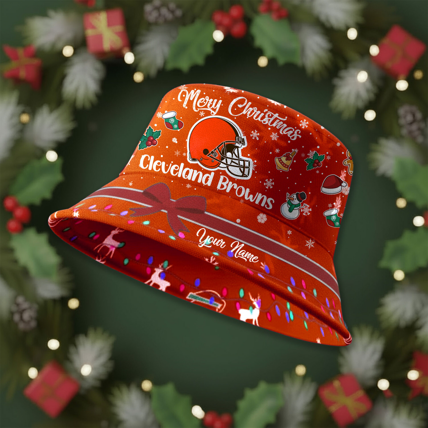 CLE Premium NFL Merry Christmas Bucket Hat DDT CTND