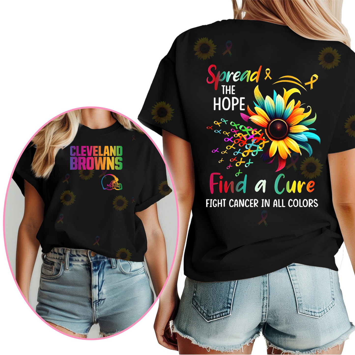 CLE Premium NFL Rainbow Cancer Awareness Shirt DDT HLP