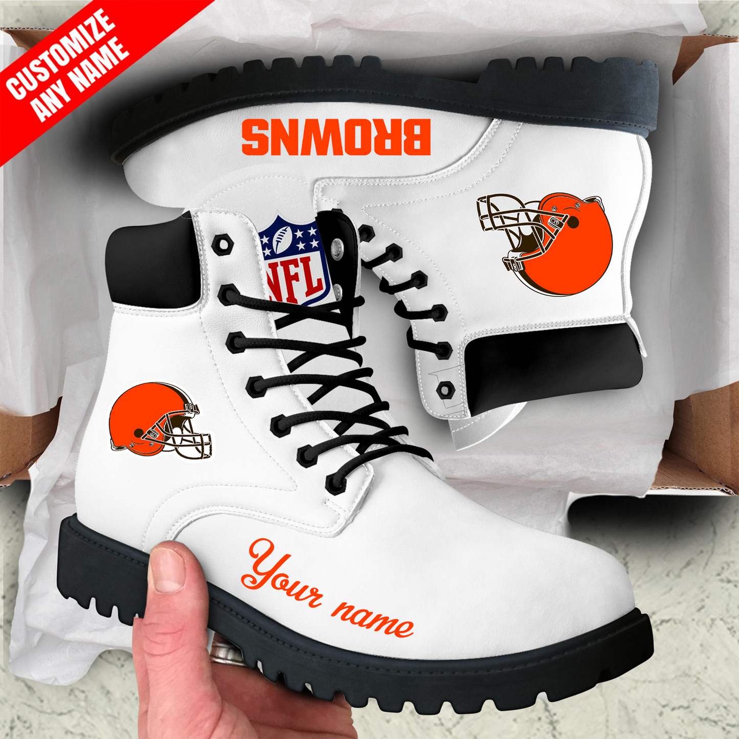CLE x NFL Custom Leather Boots DATND TANTD
