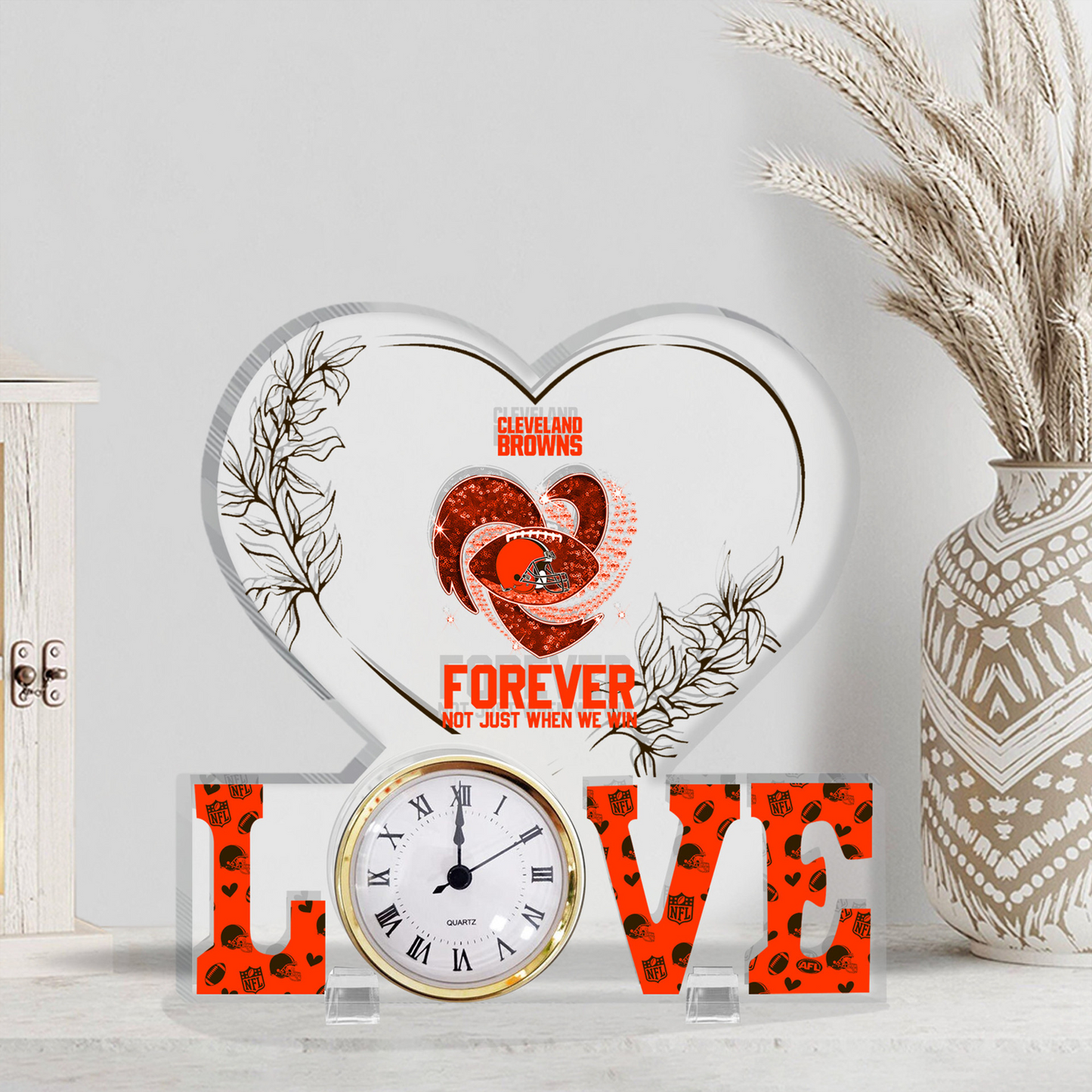 CLE x NFL Forever Not Just When We Win Acrylic Clock DATND TANTD