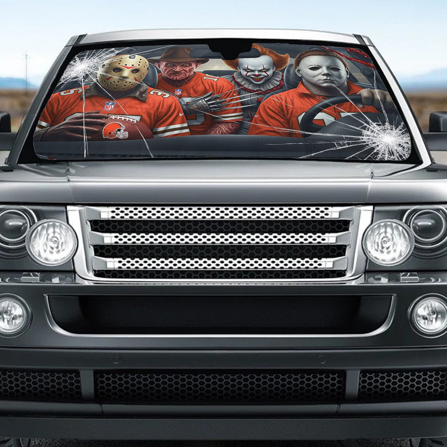 CLE x NFL Horror Car Sunshade For Fan DDT CTND
