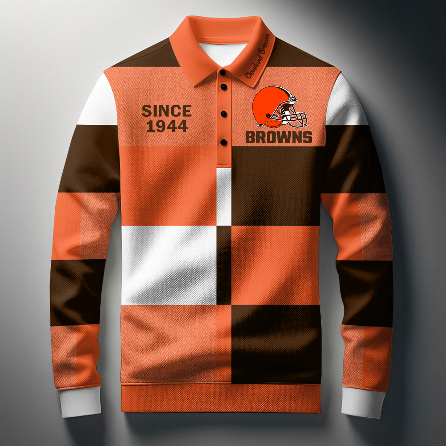 CLE x NFL Men Style Polo Long Sleeves Shirt DatND DVT