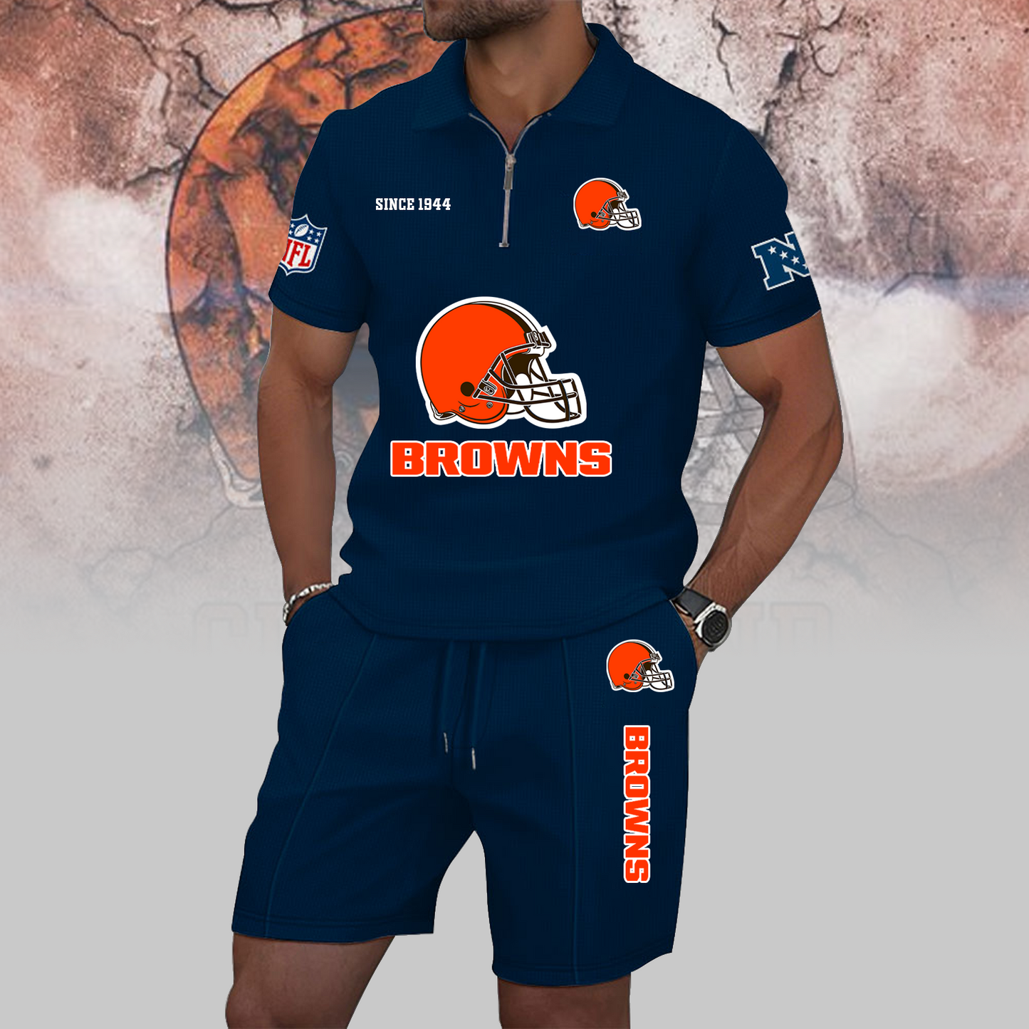 CLE x NFL Zip Polo Set DATND TANTD