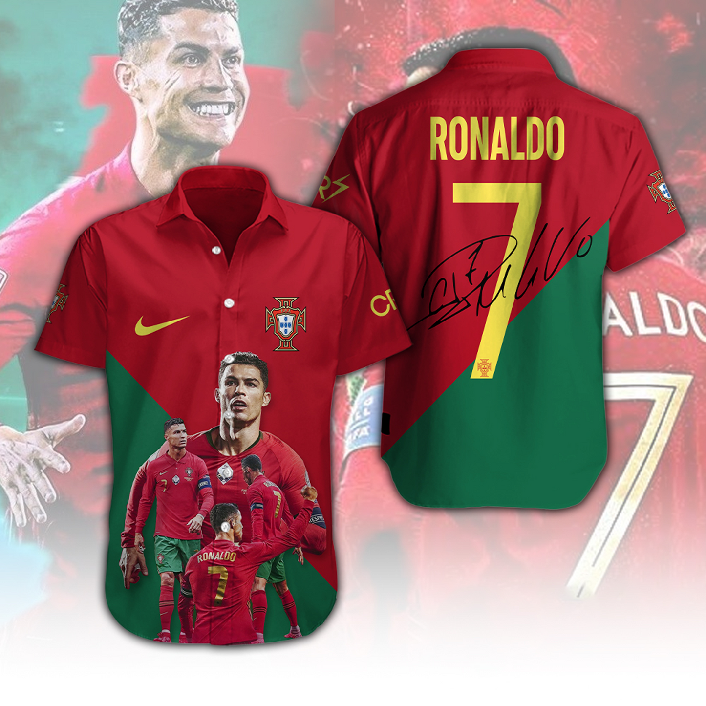CR7 x Portugal National Football Team Short Sleeve Dress Shirt DATND TANTD