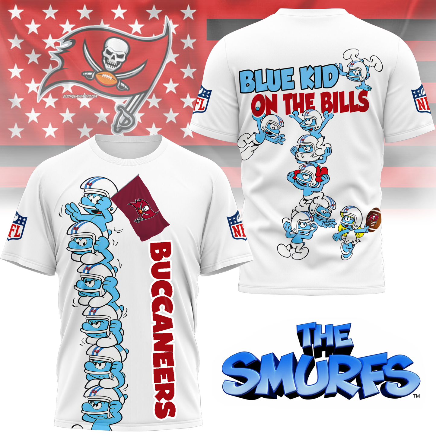 TBB Premium NFL x Smurfs 3D Shirt DDT 220725 CTND