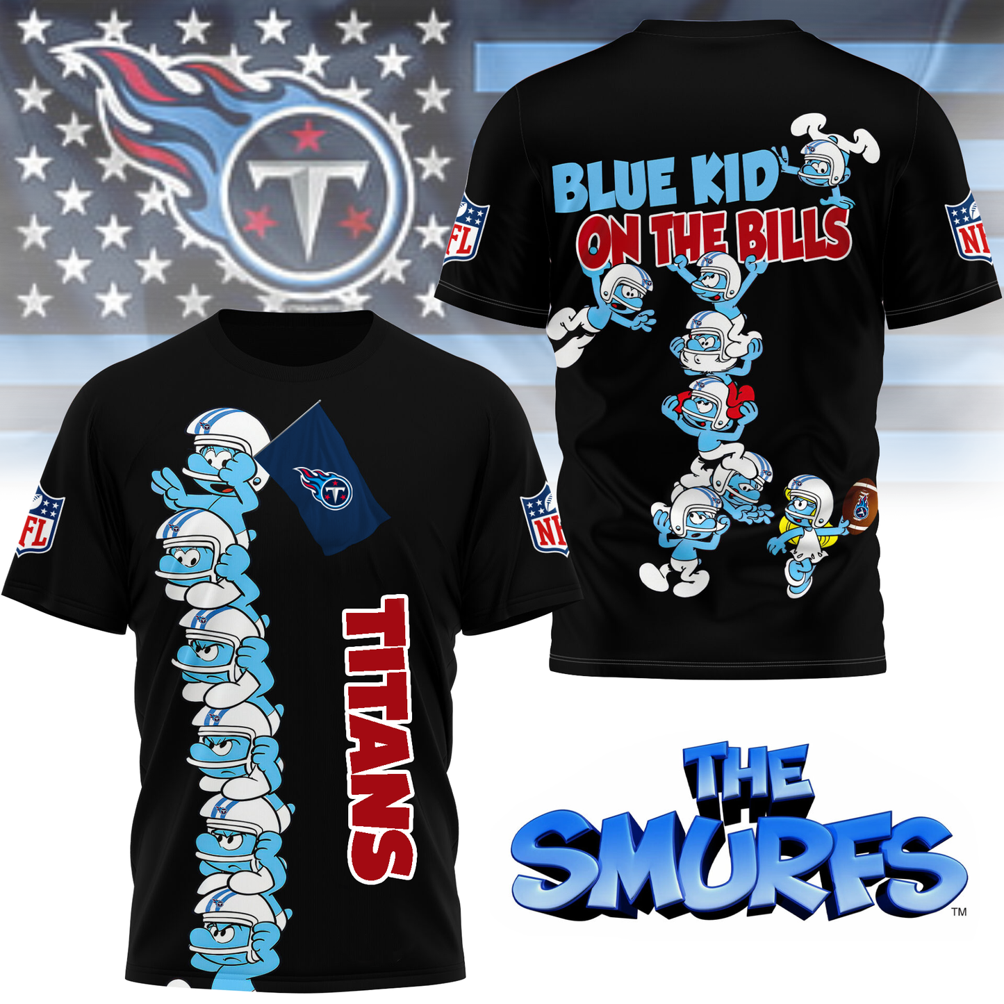TT Premium NFL x Smurfs 3D Shirt DDT 220725 CTND