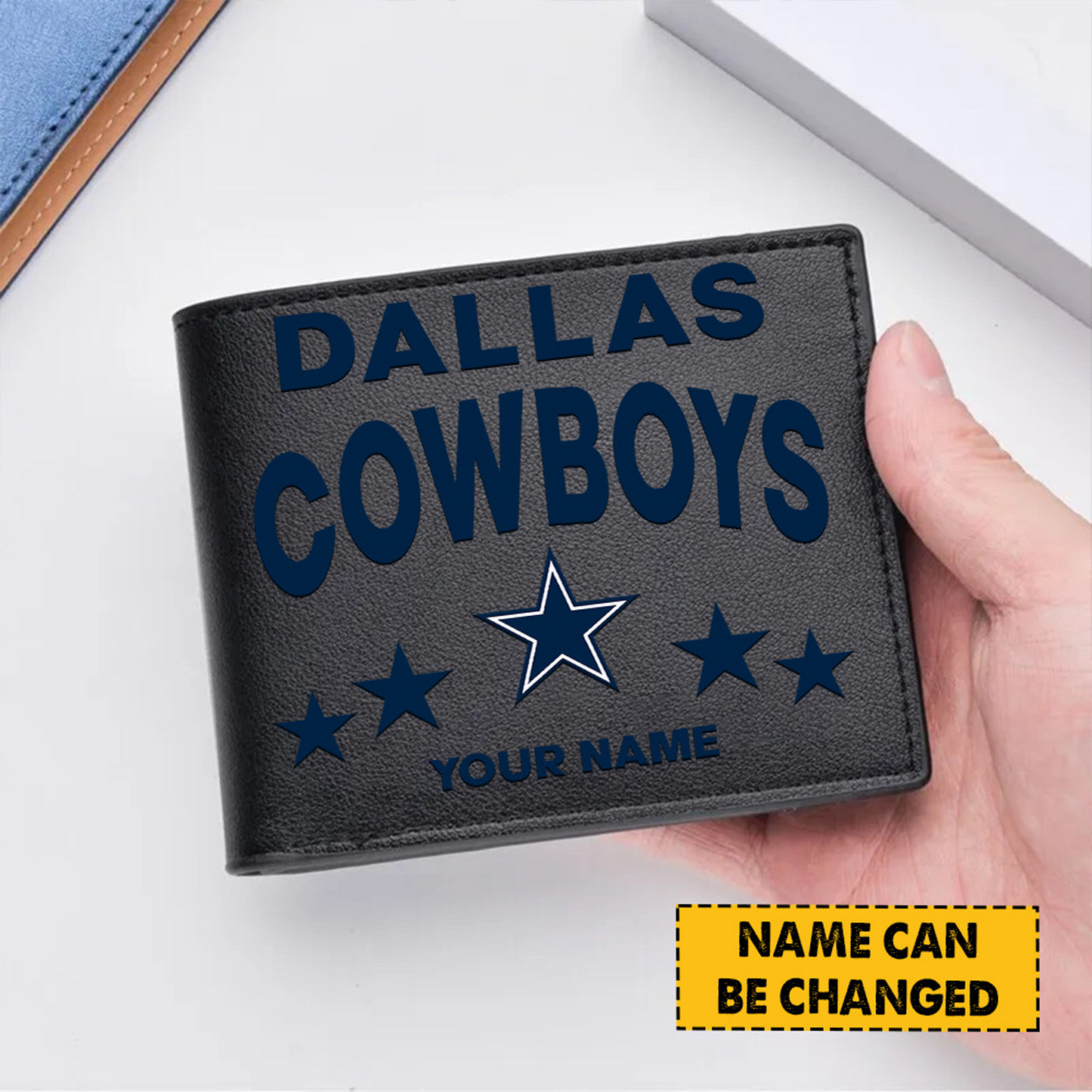 DAL Football Leather Man Black Brown Wallet Personalized Any Name DATND TANTD