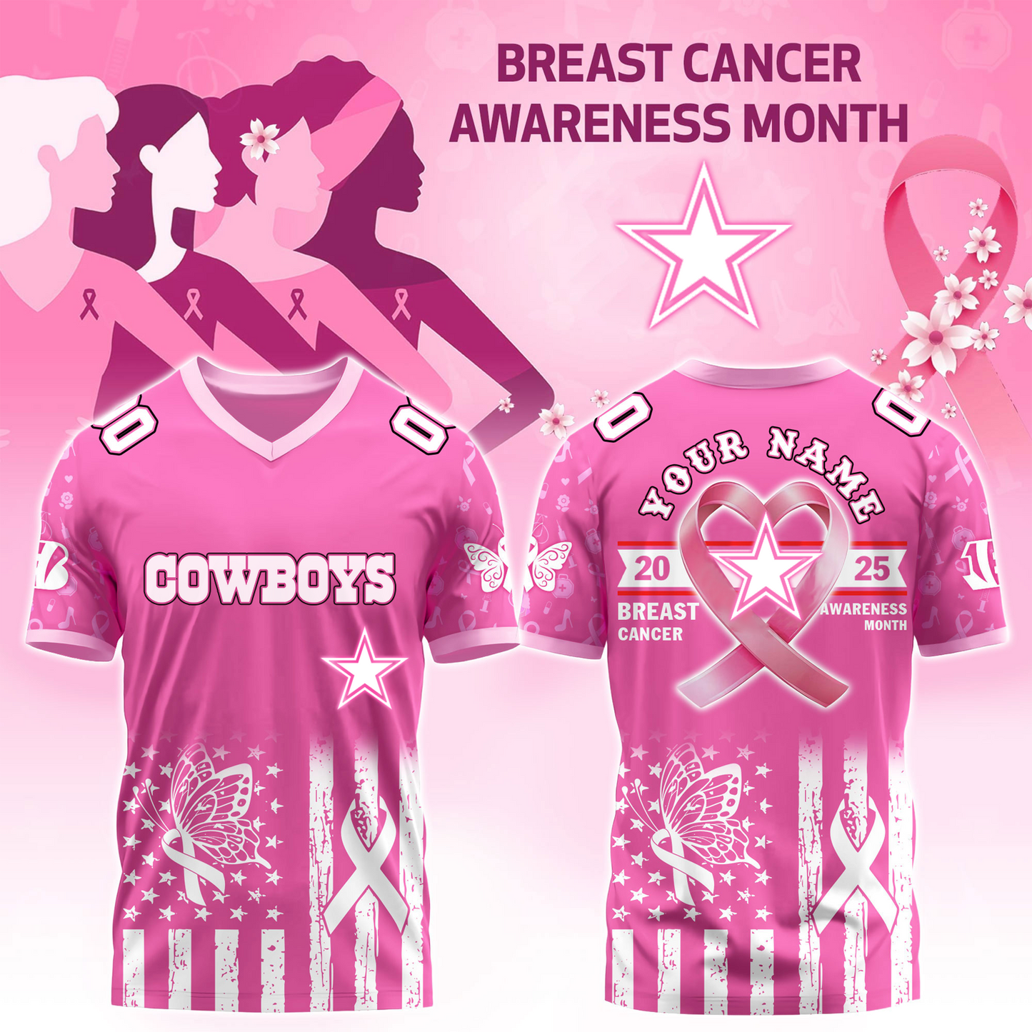 DAL x Breast Cancer Awareness Month 2025 V-neck Short Sleeve Jersey DatND DVT