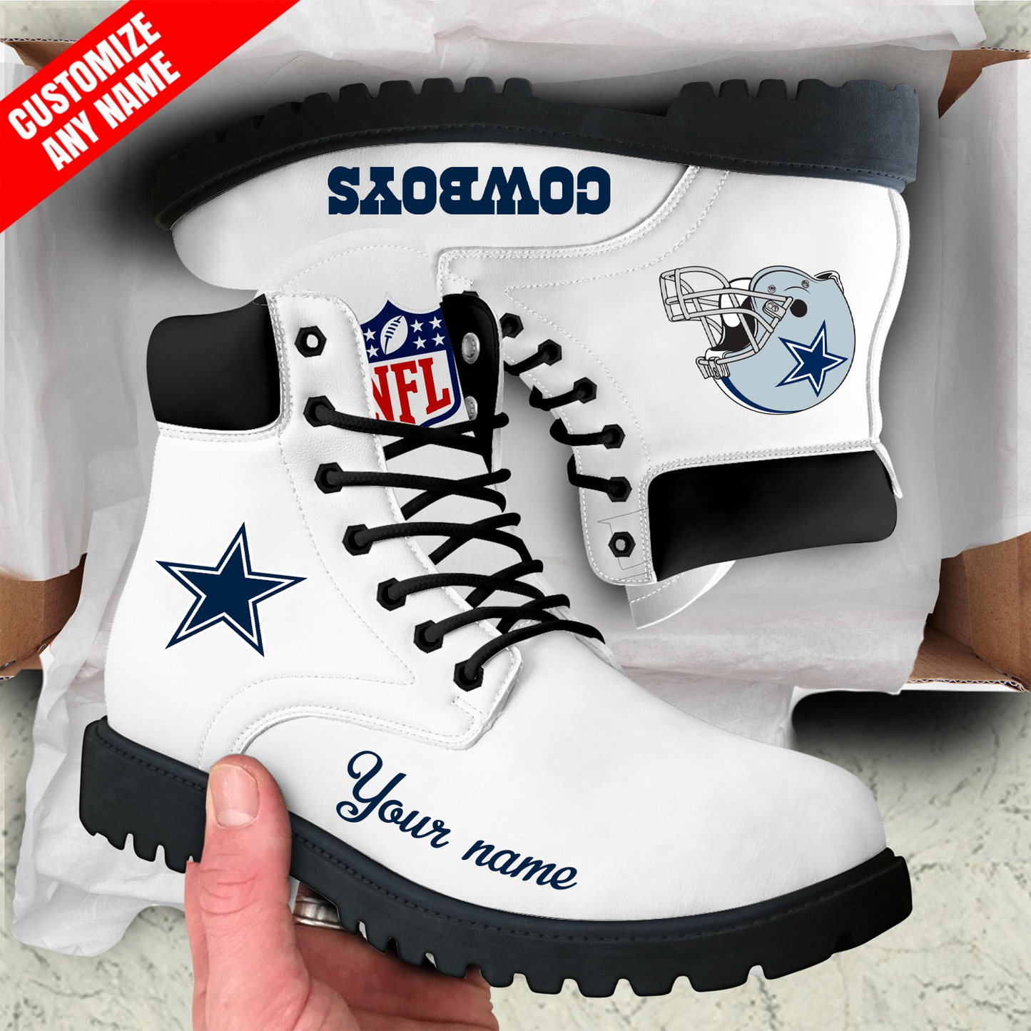 DAL x NFL Custom Leather Boots DATND TANTD