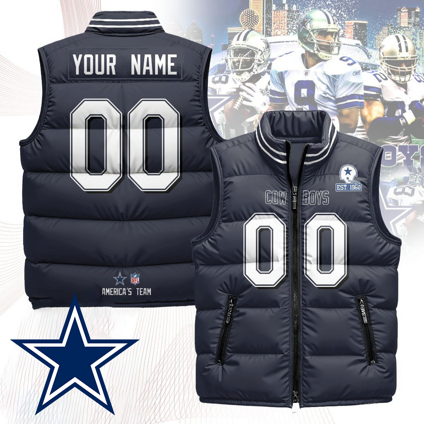 DAL x NFL Unisex Puffer Vest DatND ThuongNH