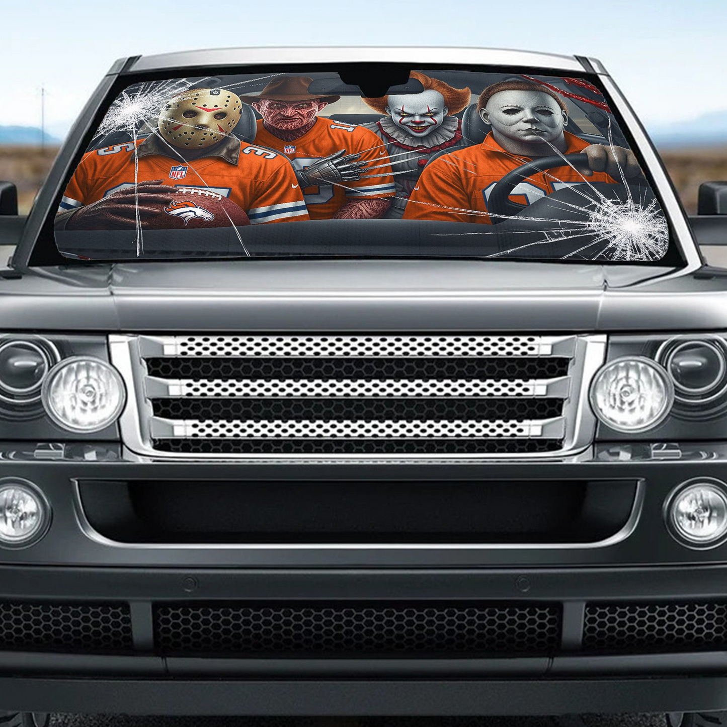 DB x NFL Horror Car Sunshade For Fan DDT CTND