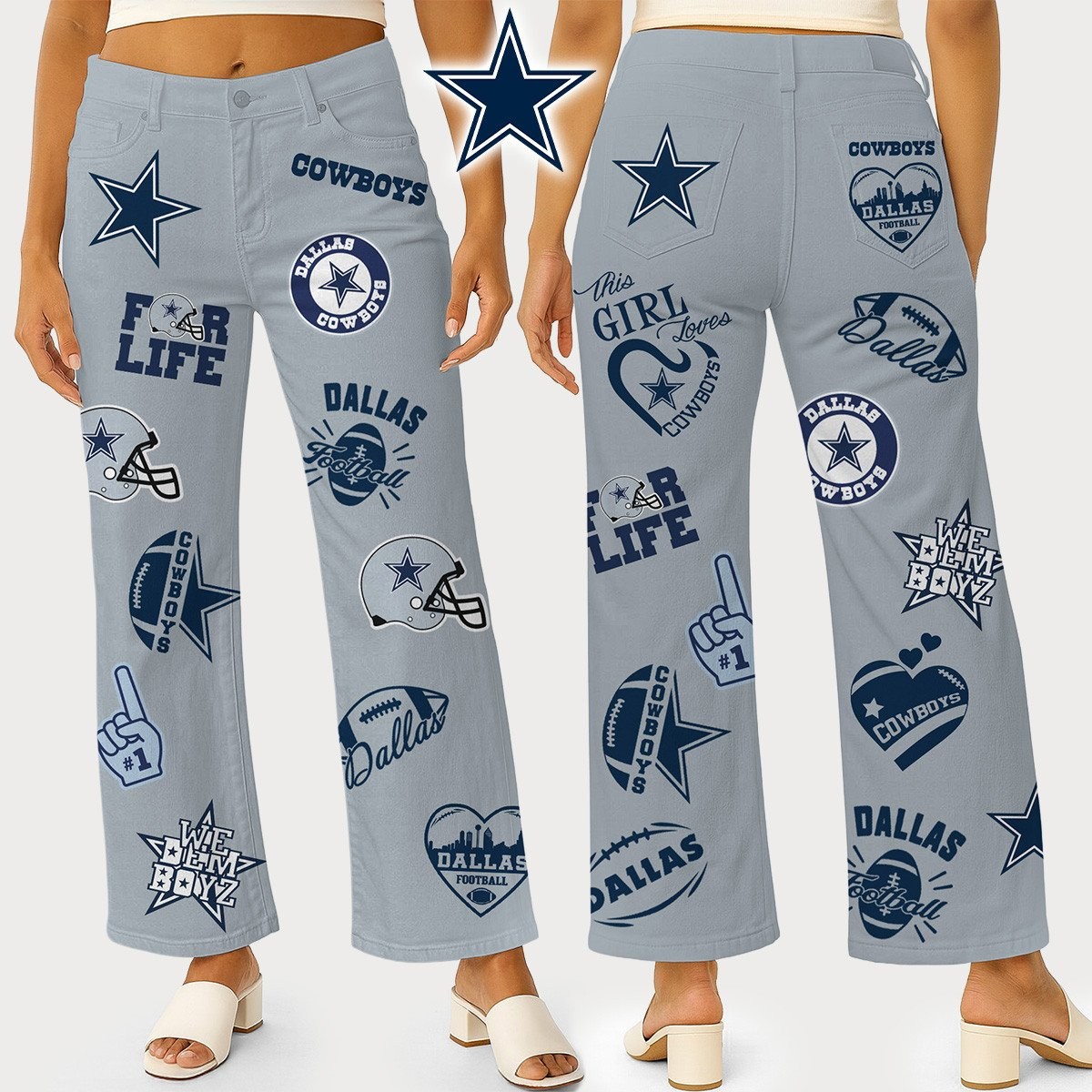 DC Premium NFL High Waisted Casual Wide Leg Pants DDT NTL