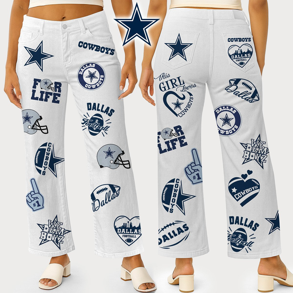 DC Premium NFL High Waisted Casual Wide Leg Pants DDT NTL