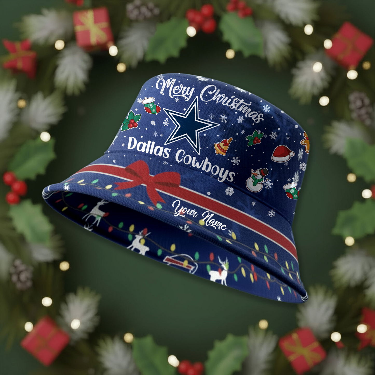 DC Premium NFL Merry Christmas Bucket Hat DDT CTND