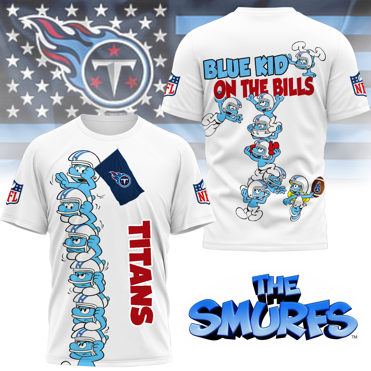 TT Premium NFL x Smurfs 3D Shirt DDT 220725 CTND
