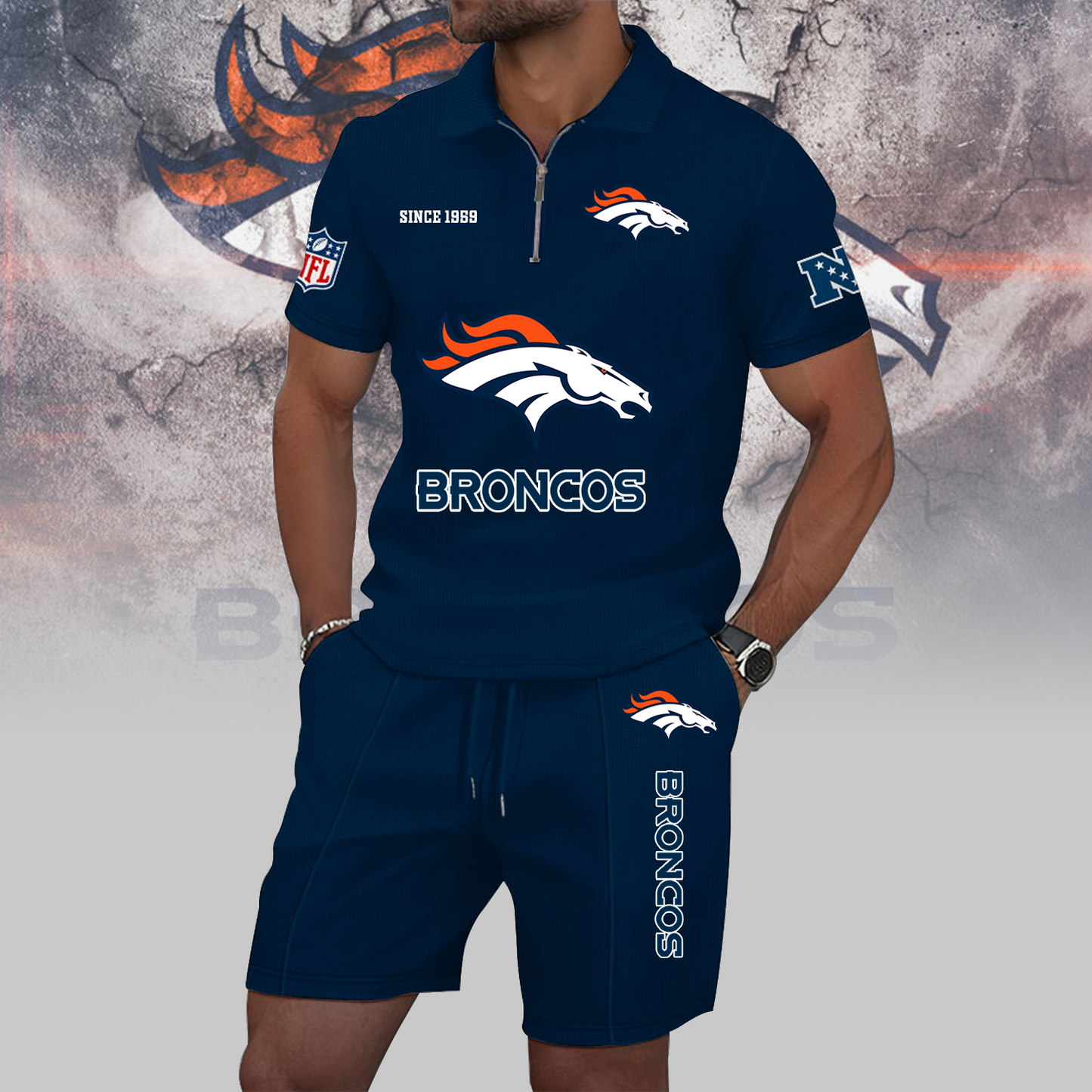 DEN x NFL Zip Polo Set DATND TANTD
