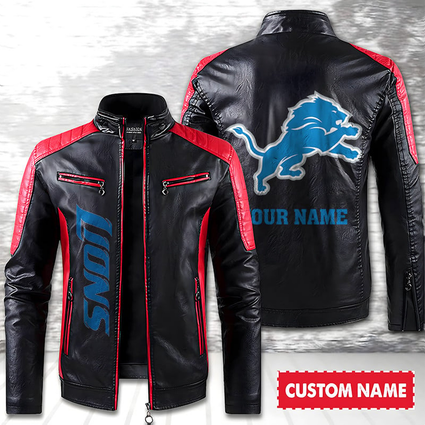 DET American Football Men Leather Jacket Custom Any Name Gifts DatND DVT