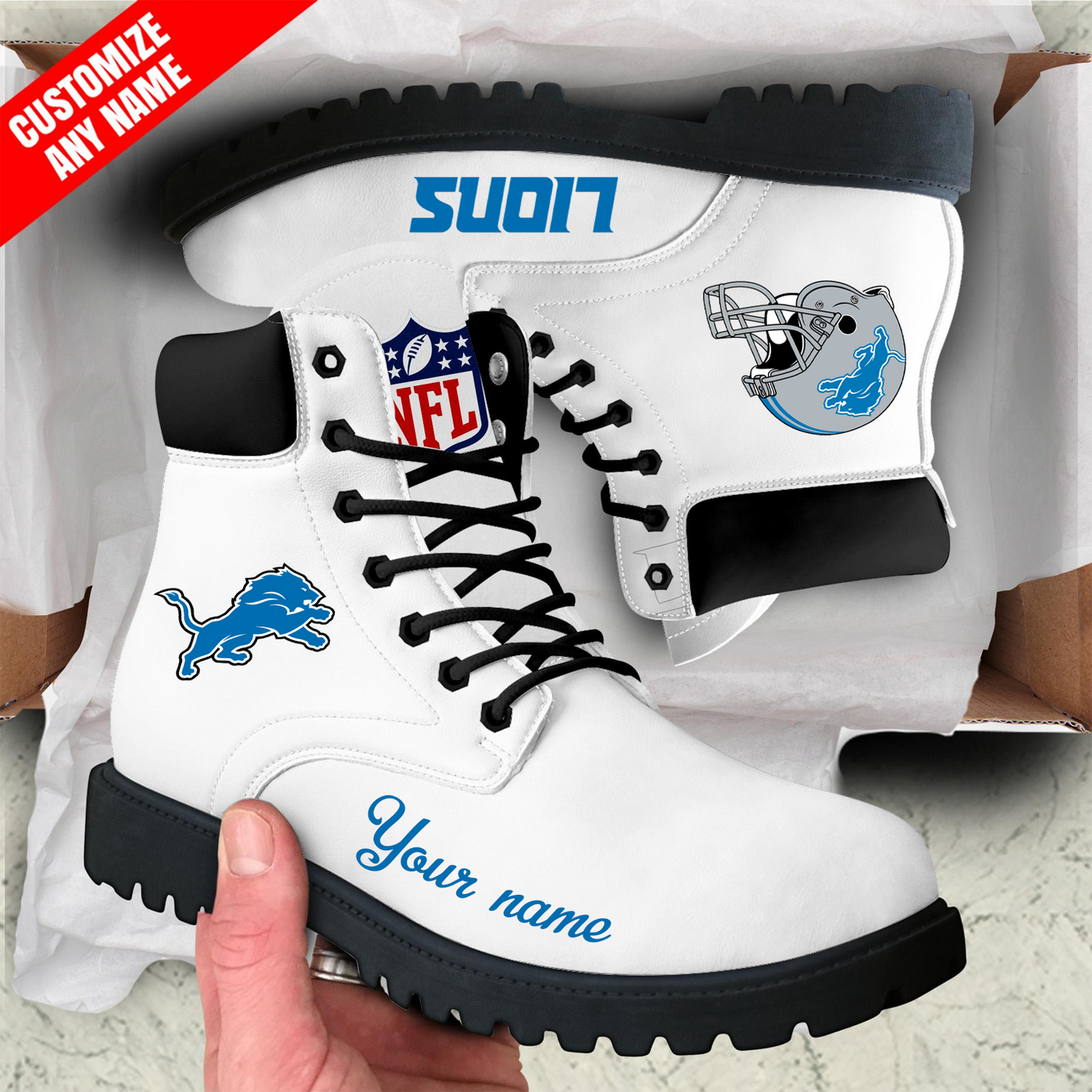 DET x NFL Custom Leather Boots DATND TANTD