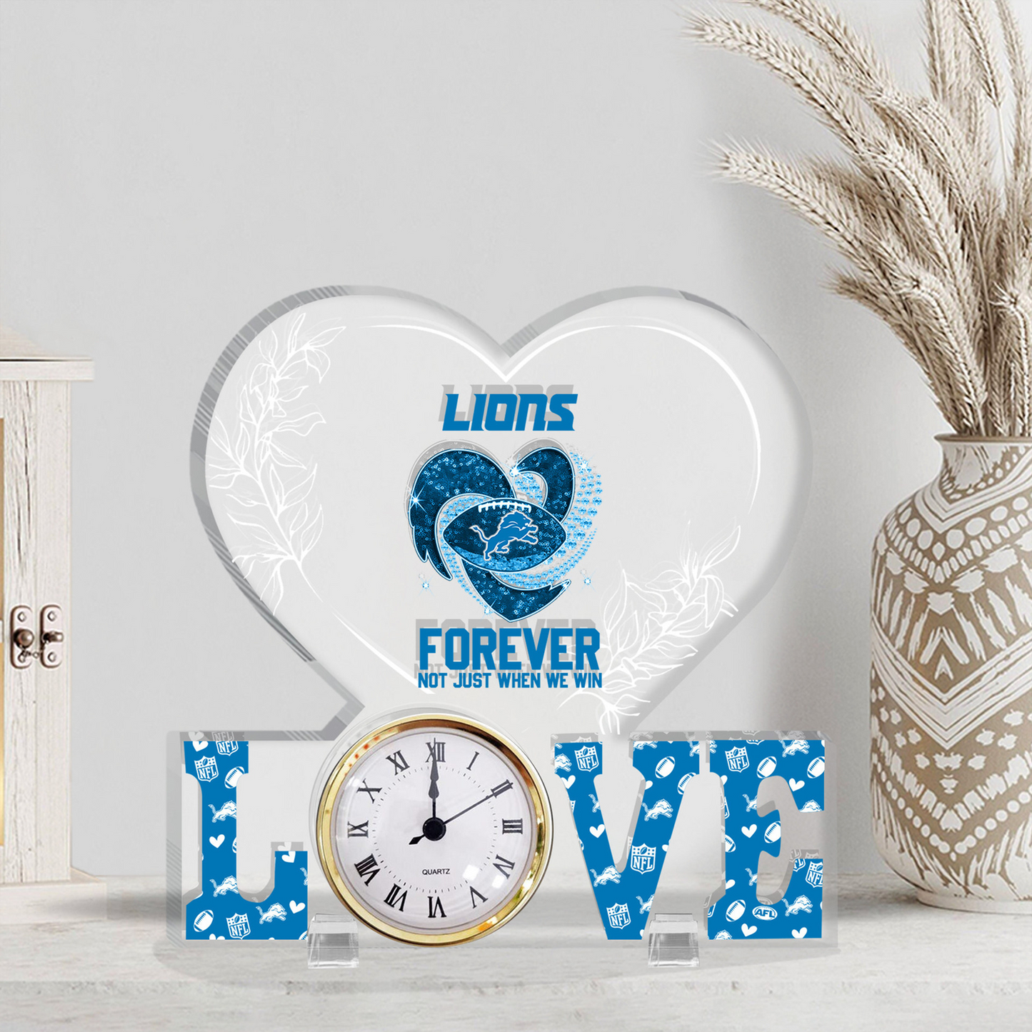 DET x NFL Forever Not Just When We Win Acrylic Clock DATND TANTD