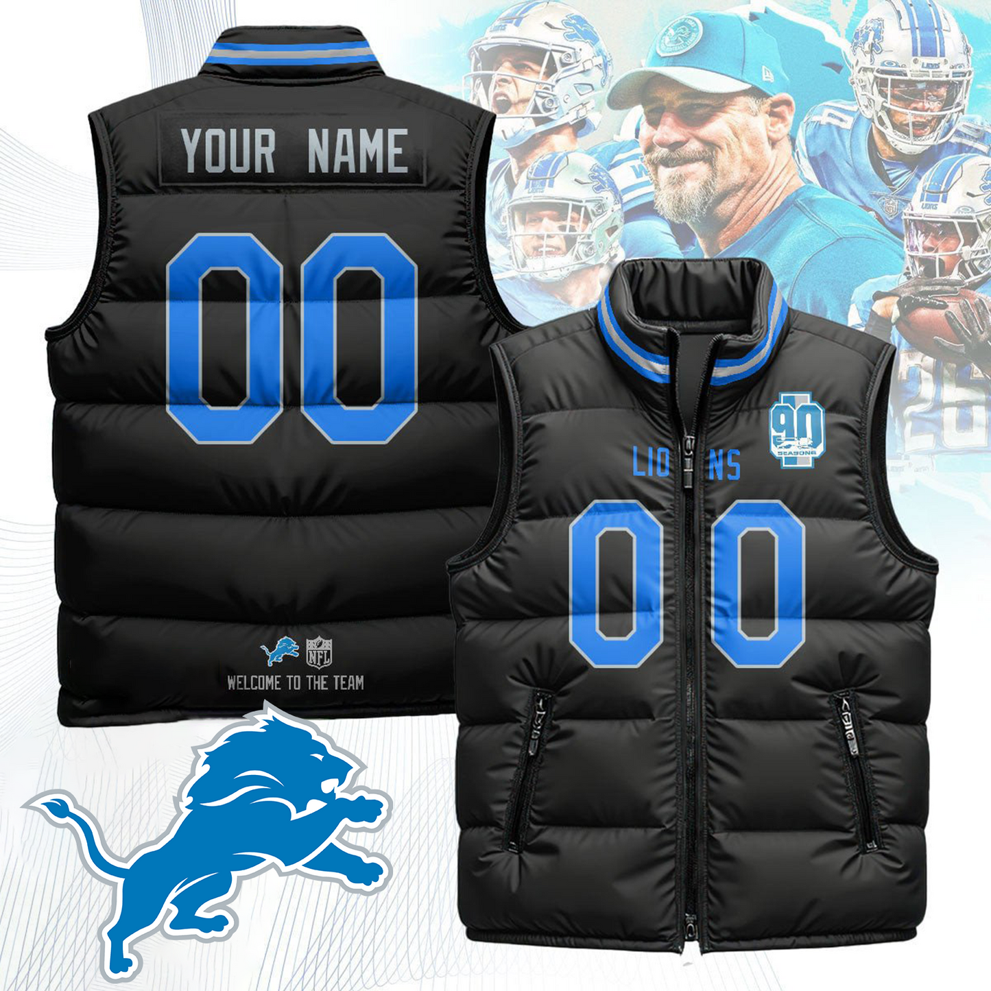 DET x NFL Unisex Puffer Vest DatND ThuongNH