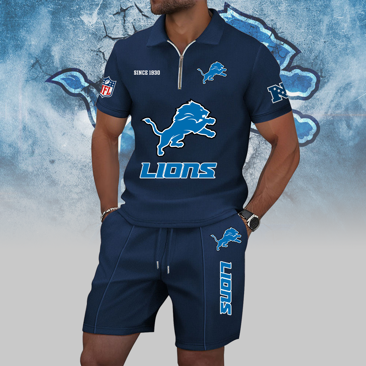 DET x NFL Zip Polo Set DATND TANTD