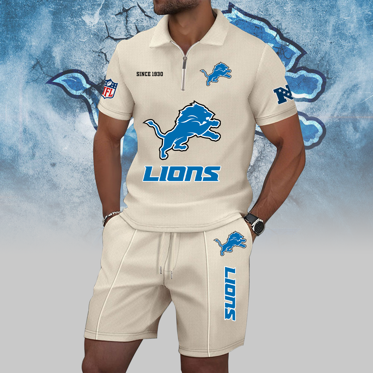 DET x NFL Zip Polo Set DATND TANTD
