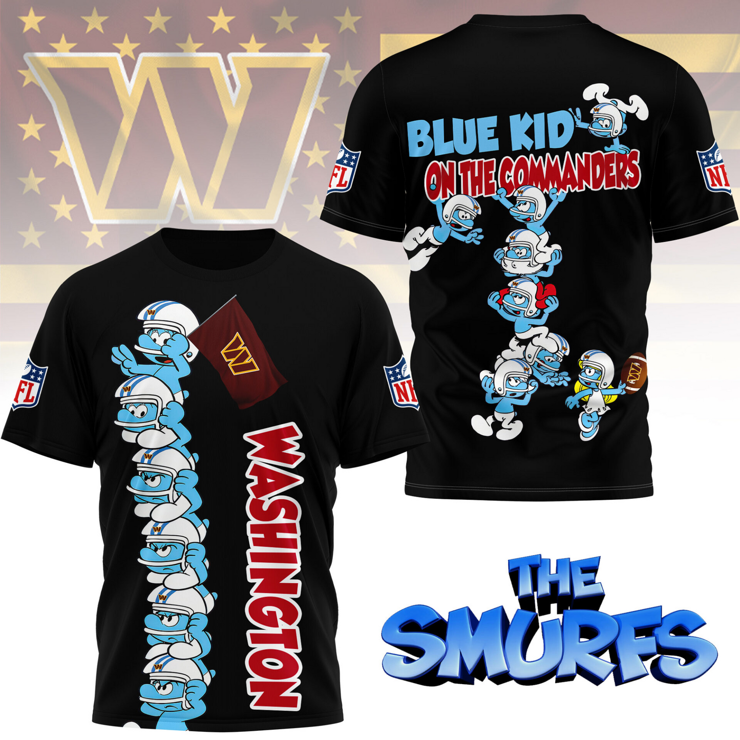 WC Premium NFL x Smurfs 3D Shirt DDT 210725 CTND
