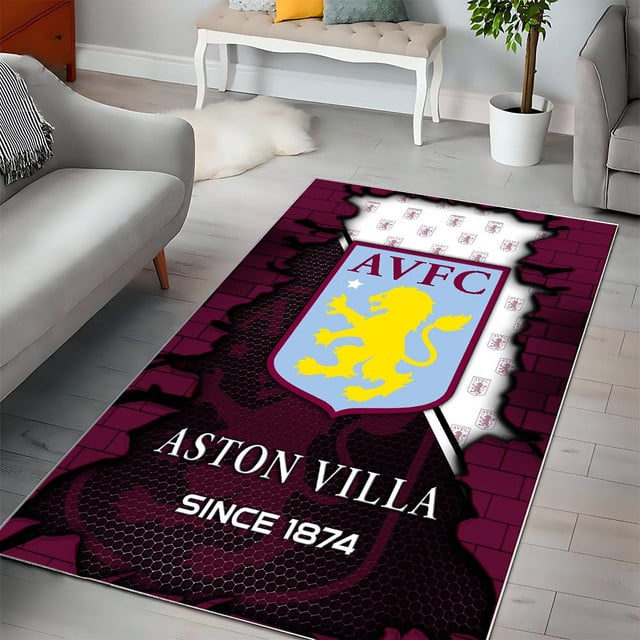 EPL x AVFC Broken Brick Multi Logo Carpet Rug V1 NAK