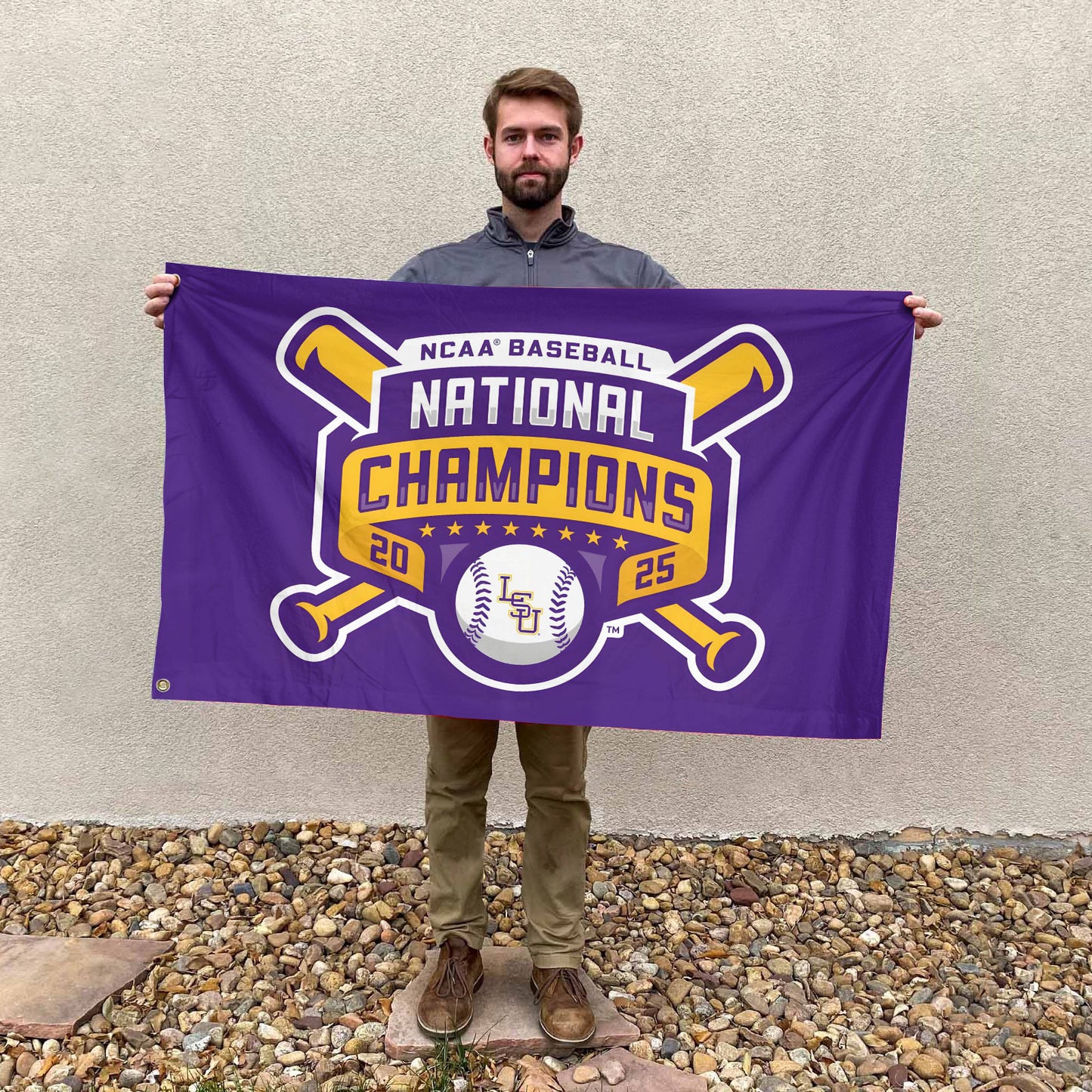 LSU 2025 NCAA Baseball National Champions V4 3D House Flag DDT TTV