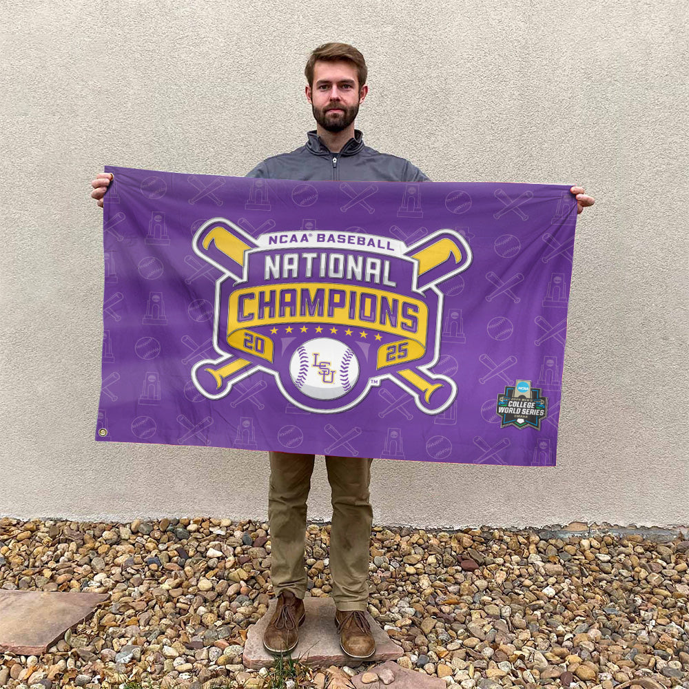 LSU 2025 NCAA Baseball National Champions V5 3D House Flag DDT TTV