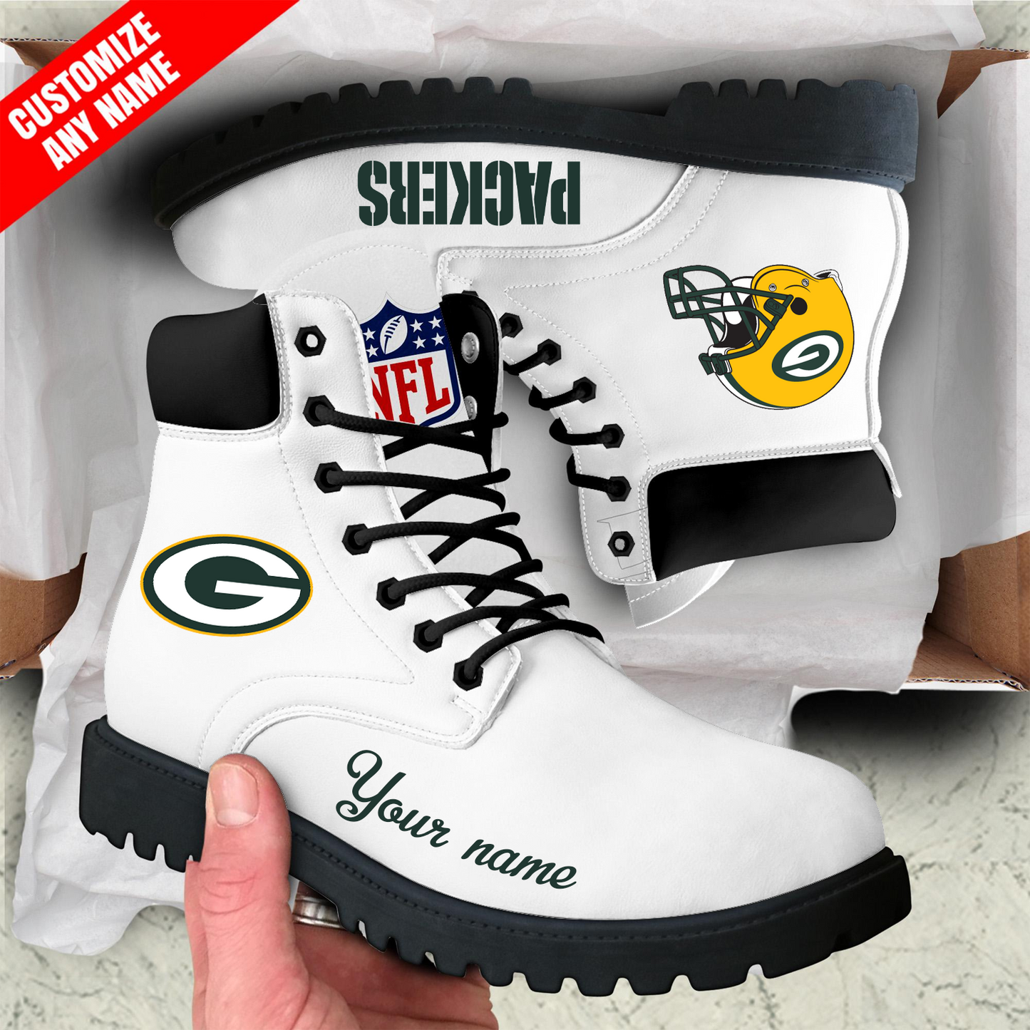 GB x NFL Custom Leather Boots DATND TANTD