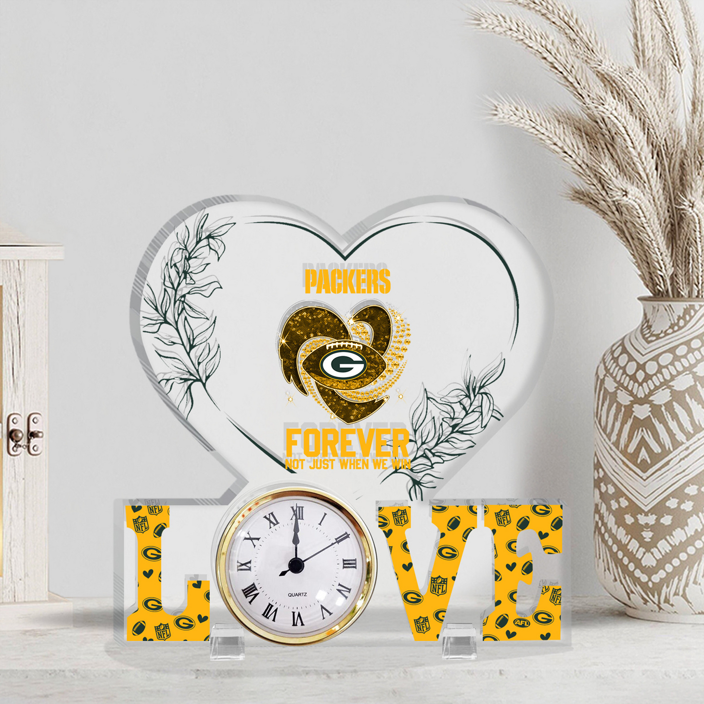 GB x NFL Forever Not Just When We Win Acrylic Clock DATND TANTD