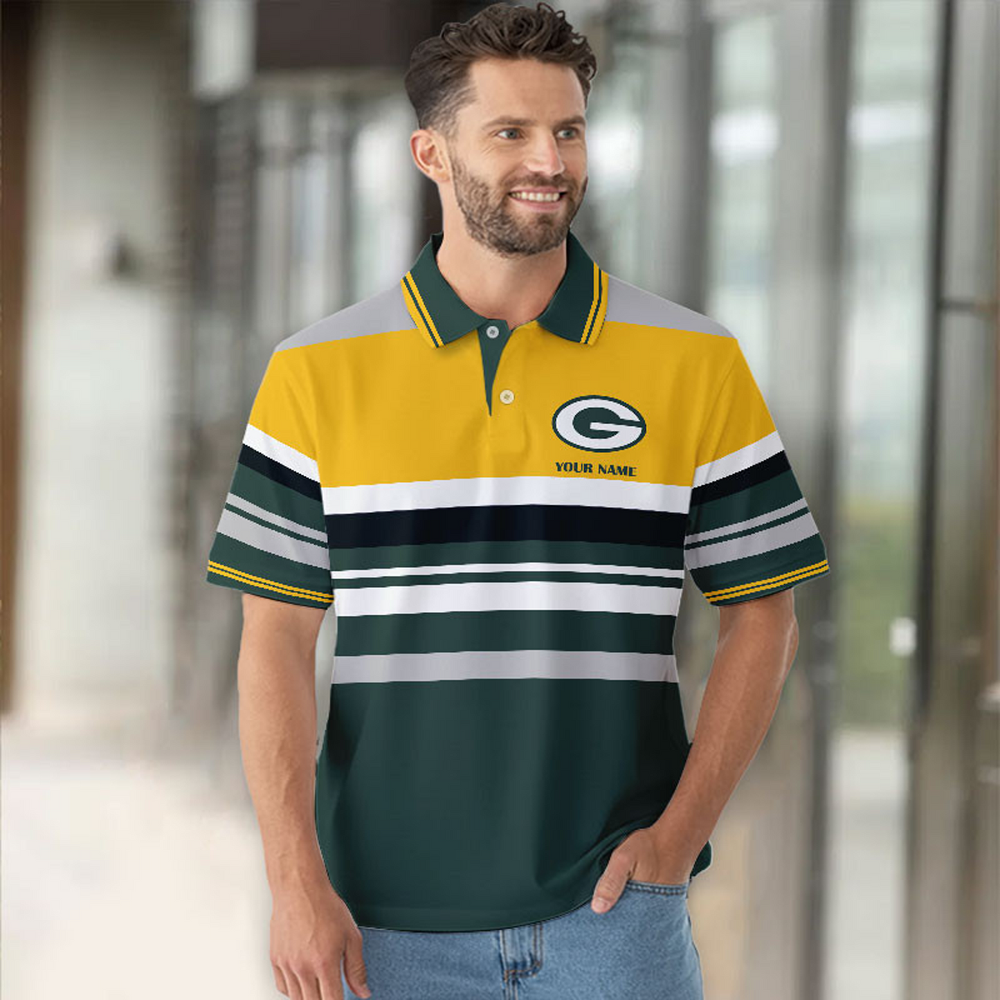 GB x NFL New Style Men Short Sleeves Polo Shirt DatND DVT