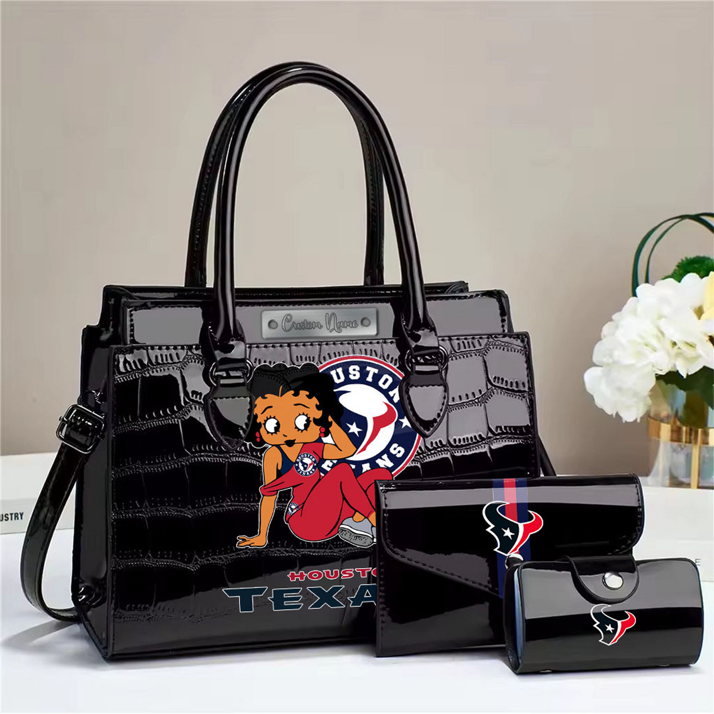 HOU Embossed three-piece handbag set DatND DVT