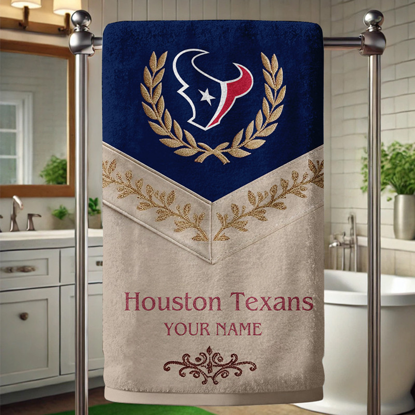 HOU Football New Bath Towel Custom Name DATND TANTD